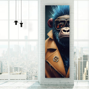 Aluminiumbild gebürstet Crazy Monkey Panorama Hoch