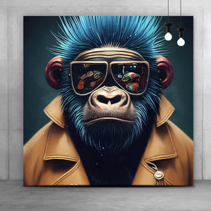 Poster Crazy Monkey Quadrat