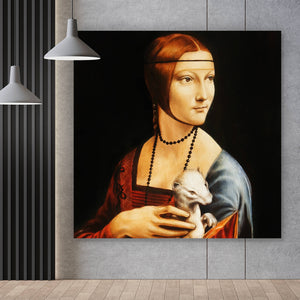 Acrylglasbild Dame mit Hermelin Quadrat
