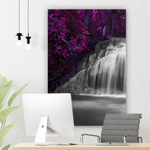 Spannrahmenbild Deep Forest Waterfall Hochformat