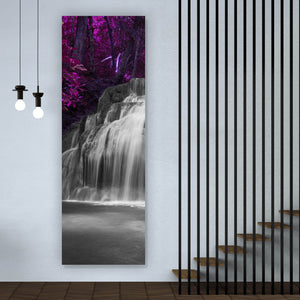 Poster Deep Forest Waterfall Panorama Hoch