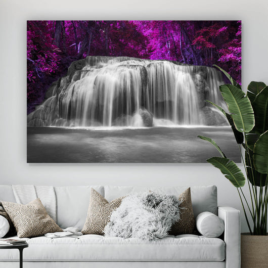 Spannrahmenbild Deep Forest Waterfall Querformat