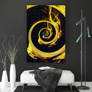 Spannrahmenbild Goldene Spirale Hochformat