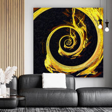 Lade das Bild in den Galerie-Viewer, Aluminiumbild gebürstet Goldene Spirale Quadrat
