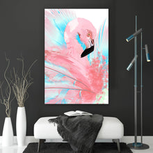 Lade das Bild in den Galerie-Viewer, Aluminiumbild gebürstet Digital Art Flamingo Hochformat
