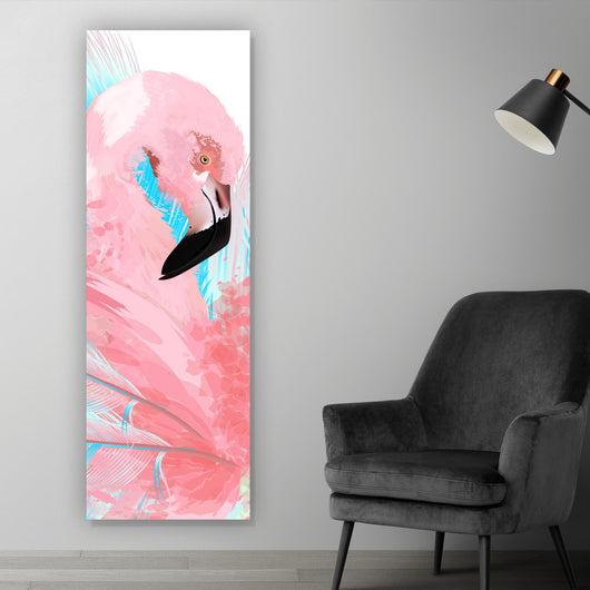 Aluminiumbild gebürstet Digital Art Flamingo Panorama Hoch