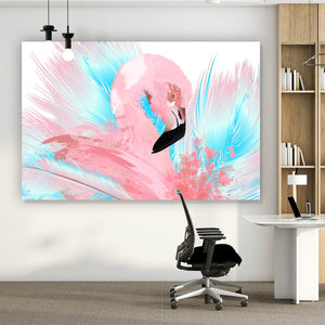 Aluminiumbild Digital Art Flamingo Querformat