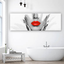 Lade das Bild in den Galerie-Viewer, Acrylglasbild Digital Art Frau Mit Roten Lippen Panorama
