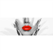 Lade das Bild in den Galerie-Viewer, Leinwandbild Digital Art Frau Mit Roten Lippen Panorama
