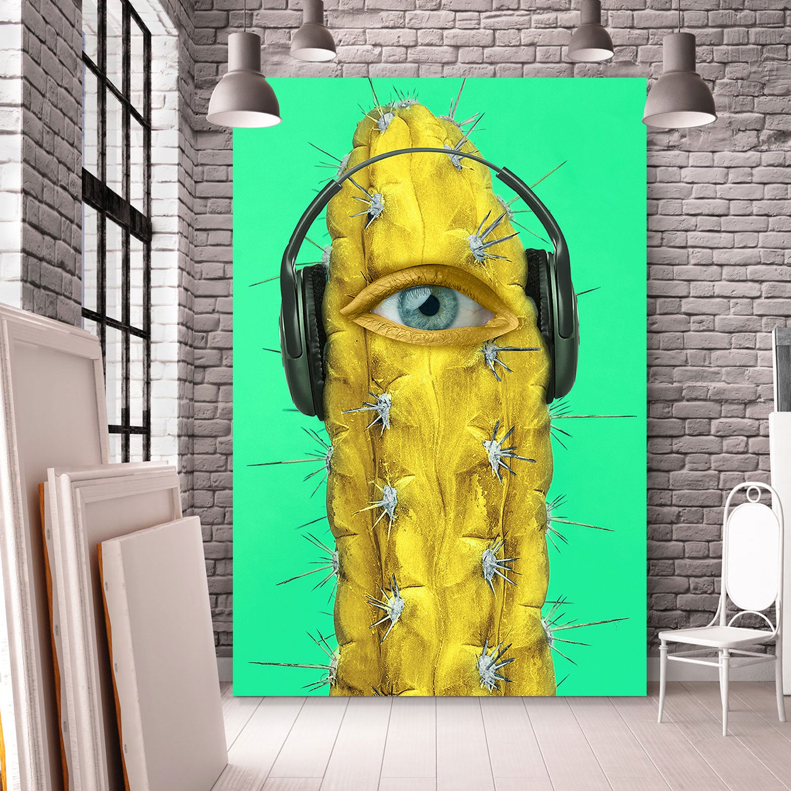 Leinwandbild Digital Art Kaktus im Hochformat, Aufhängefertig &  Versandkostenfrei – Wandguru