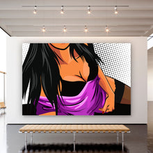 Lade das Bild in den Galerie-Viewer, Aluminiumbild gebürstet Sexy Girl Pop Art Querformat
