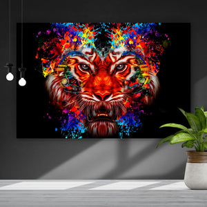 Acrylglasbild Digital Art Tigerkopf Querformat