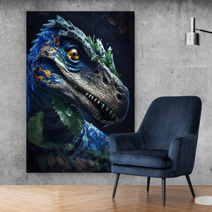 Aluminiumbild gebürstet Dinosaurier Bunt Digital Hochformat