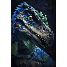 Lade das Bild in den Galerie-Viewer, Spannrahmenbild Dinosaurier Bunt Digital Hochformat

