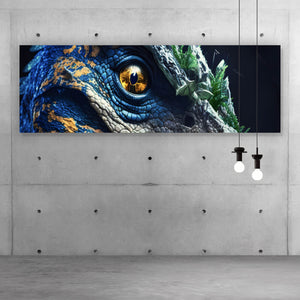 Aluminiumbild Dinosaurier Bunt Digital Panorama