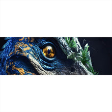 Lade das Bild in den Galerie-Viewer, Aluminiumbild gebürstet Dinosaurier Bunt Digital Panorama
