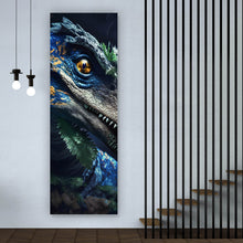 Lade das Bild in den Galerie-Viewer, Aluminiumbild Dinosaurier Bunt Digital Panorama Hoch
