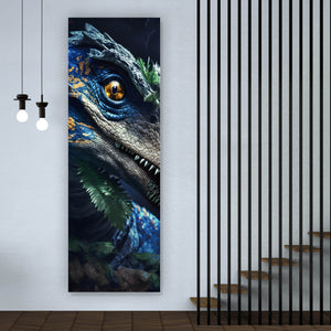 Acrylglasbild Dinosaurier Bunt Digital Panorama Hoch