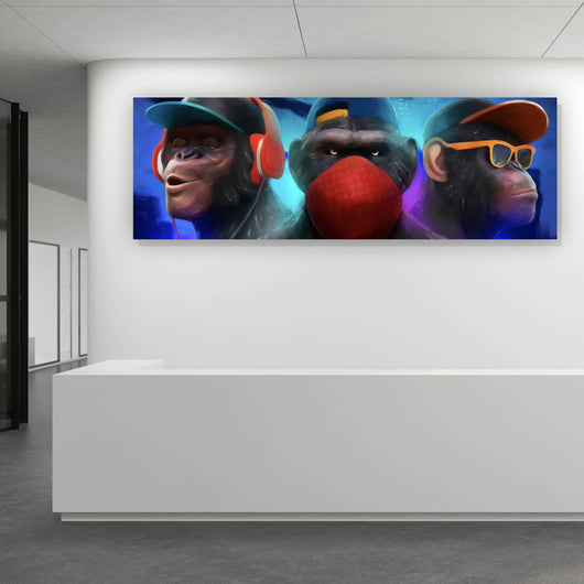 Spannrahmenbild Drei Gangsteraffen Modern Art Panorama
