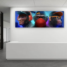 Lade das Bild in den Galerie-Viewer, Leinwandbild Drei Gangsteraffen Modern Art Panorama

