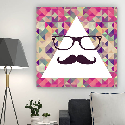 Spannrahmenbild Dreieck mit Bart Quadrat