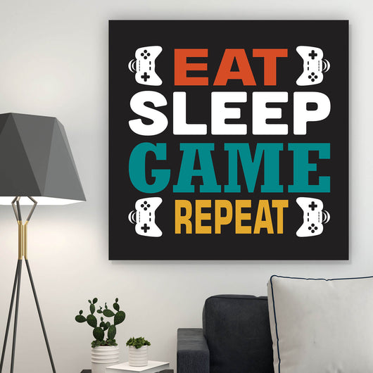 Poster EAT SLEEP GAME REPEAT Quadrat