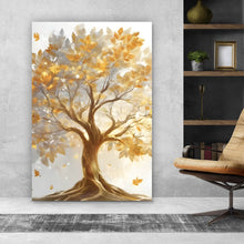 Lade das Bild in den Galerie-Viewer, Aluminiumbild gebürstet Edler Goldener Baum Hochformat
