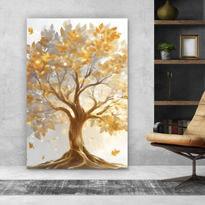 Spannrahmenbild Edler Goldener Baum Hochformat