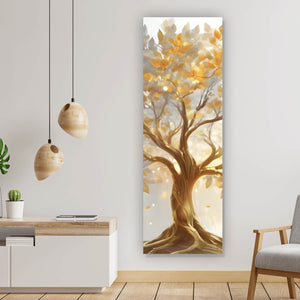 Spannrahmenbild Edler Goldener Baum Panorama Hoch