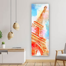 Lade das Bild in den Galerie-Viewer, Aluminiumbild Eiffelturm Aquarell Panorama Hoch

