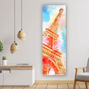 Aluminiumbild Eiffelturm Aquarell Panorama Hoch