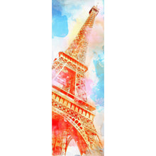 Lade das Bild in den Galerie-Viewer, Aluminiumbild gebürstet Eiffelturm Aquarell Panorama Hoch
