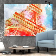Lade das Bild in den Galerie-Viewer, Spannrahmenbild Eiffelturm Aquarell Querformat
