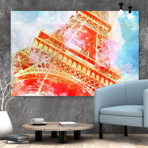 Spannrahmenbild Eiffelturm Aquarell Querformat