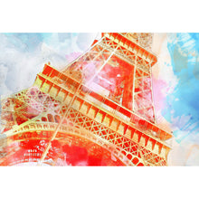 Lade das Bild in den Galerie-Viewer, Aluminiumbild gebürstet Eiffelturm Aquarell Querformat
