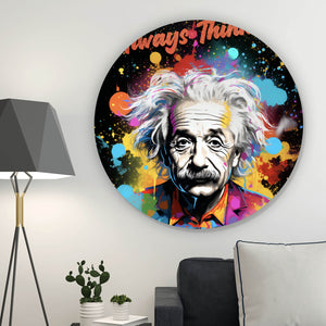 Aluminiumbild gebürstet Einstein Always Thinking Pop Art Kreis
