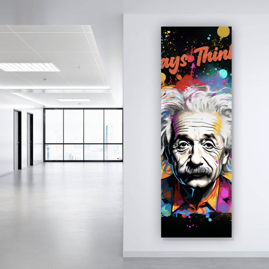 Aluminiumbild gebürstet Einstein Always Thinking Pop Art Panorama Hoch