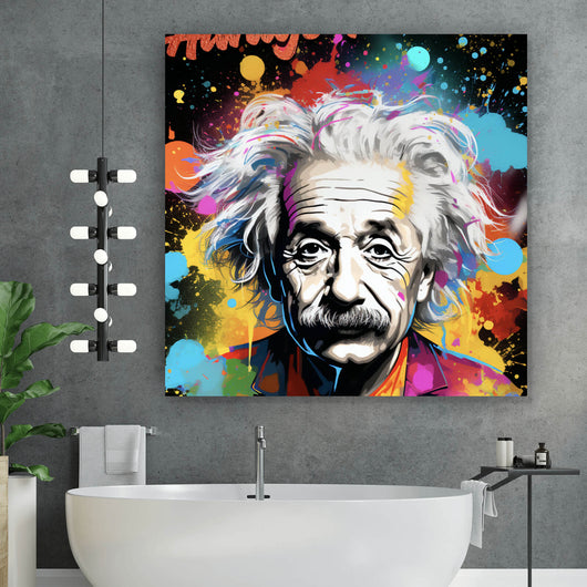 Acrylglasbild Einstein Always Thinking Pop Art Quadrat