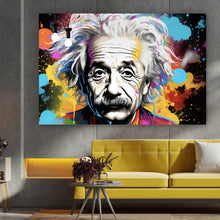 Lade das Bild in den Galerie-Viewer, Leinwandbild Einstein Always Thinking Pop Art Querformat

