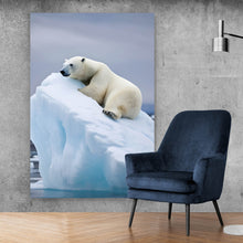 Lade das Bild in den Galerie-Viewer, Leinwandbild Eisbär auf Eisscholle Digital Art Hochformat

