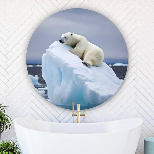 Aluminiumbild gebürstet Eisbär auf Eisscholle Digital Art Kreis