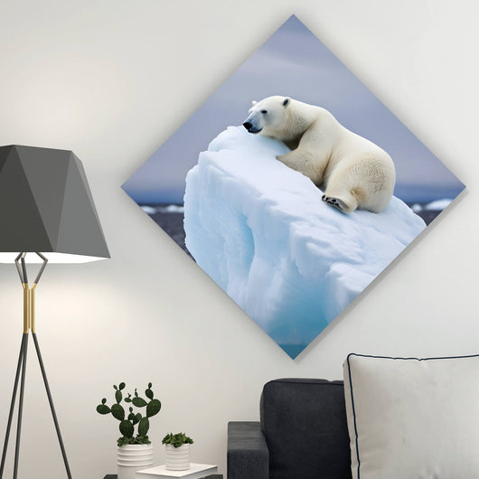 Spannrahmenbild Eisbär auf Eisscholle Digital Art Raute