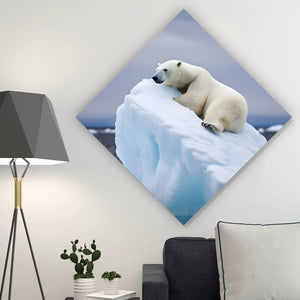 Leinwandbild Eisbär auf Eisscholle Digital Art Raute