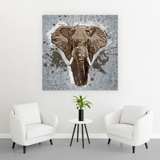 Spannrahmenbild Elefant Abstrakt Quadrat