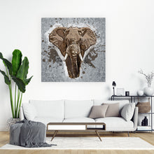 Lade das Bild in den Galerie-Viewer, Aluminiumbild gebürstet Elefant Abstrakt Quadrat

