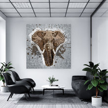 Lade das Bild in den Galerie-Viewer, Aluminiumbild gebürstet Elefant Abstrakt Quadrat
