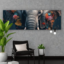 Lade das Bild in den Galerie-Viewer, Aluminiumbild Elefant Blumen Digital Art Panorama
