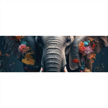 Lade das Bild in den Galerie-Viewer, Aluminiumbild Elefant Blumen Digital Art Panorama
