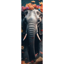 Lade das Bild in den Galerie-Viewer, Aluminiumbild gebürstet Elefant Blumen Digital Art Panorama Hoch
