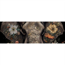 Lade das Bild in den Galerie-Viewer, Spannrahmenbild Elefant Boho mit Blumen Panorama
